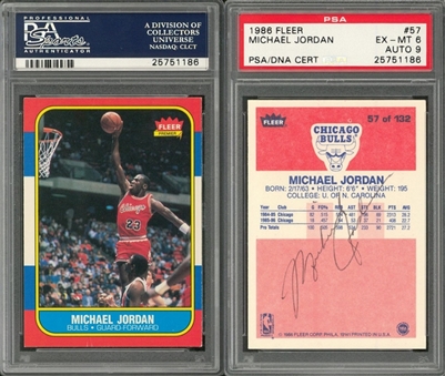 1986/87 Fleer #57 Michael Jordan Signed Rookie Card – PSA/DNA MINT 9 Signature! (Bulls LOA)